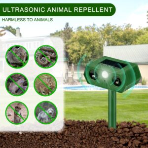 2024 Upgraded Solar annyoyed Animal Repellent, Waterproof Motion Detection with Sentor&LED Flash Light, Outdoor Ultrasonic Pest Deterrent for Cat, Dog, Skunk, Fox, Squirrels, Raccoon, Coyote, Rabbit