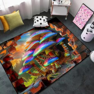 colorful mushroom rug mushroom rugs for bedroom floor mat mushroom area rug mushroom rugs for girls room carpet mushroom area rug for living room sofa door mat washable rugs, 3x5 feet