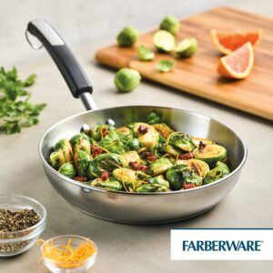 Farberware Brilliance Stainless Steel Frying Pan/Skillet,10 Inch, Dishwasher Safe and Induction Ready, Compatible with All Cooktops,Stainless Steel