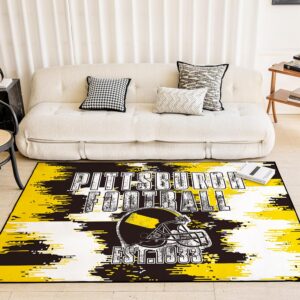 Pittsburgh Living Room Rug for Bedroom Machine Washable Football Sports Area Rugs Carpet Non-Slip Backing for Boys and Man Cave Decor 5x7