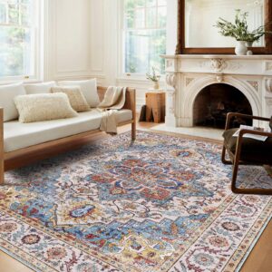 metahots 8x10 area rugs for bedroom, washable large area rugs non-slip and non-shedding, boho & vintage area rug for living room, kitchen, dining room