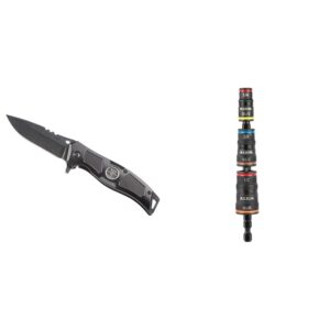 klein tools electrician's pocket knife with stainless blade + 7-in-1 impact flip socket set with 6 hex driver sizes