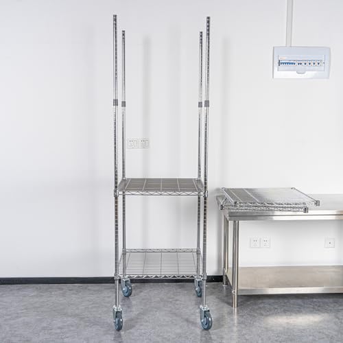 Restaurantware - SHELVING POSTS ONLY: RW Base 74 Inch Mobile Shelving Posts, 4 NSF Certified Chrome Shelving Poles - Shelves And Casters Sold Separately, Does Not Corrode, Steel Wire Shelving Poles