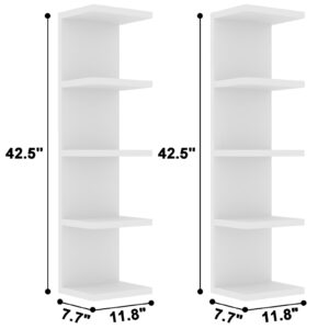 LitaEther 5 Tier Lack Floating Shelf,Set of 2 White Wall Shelf Unit,Display Shelf