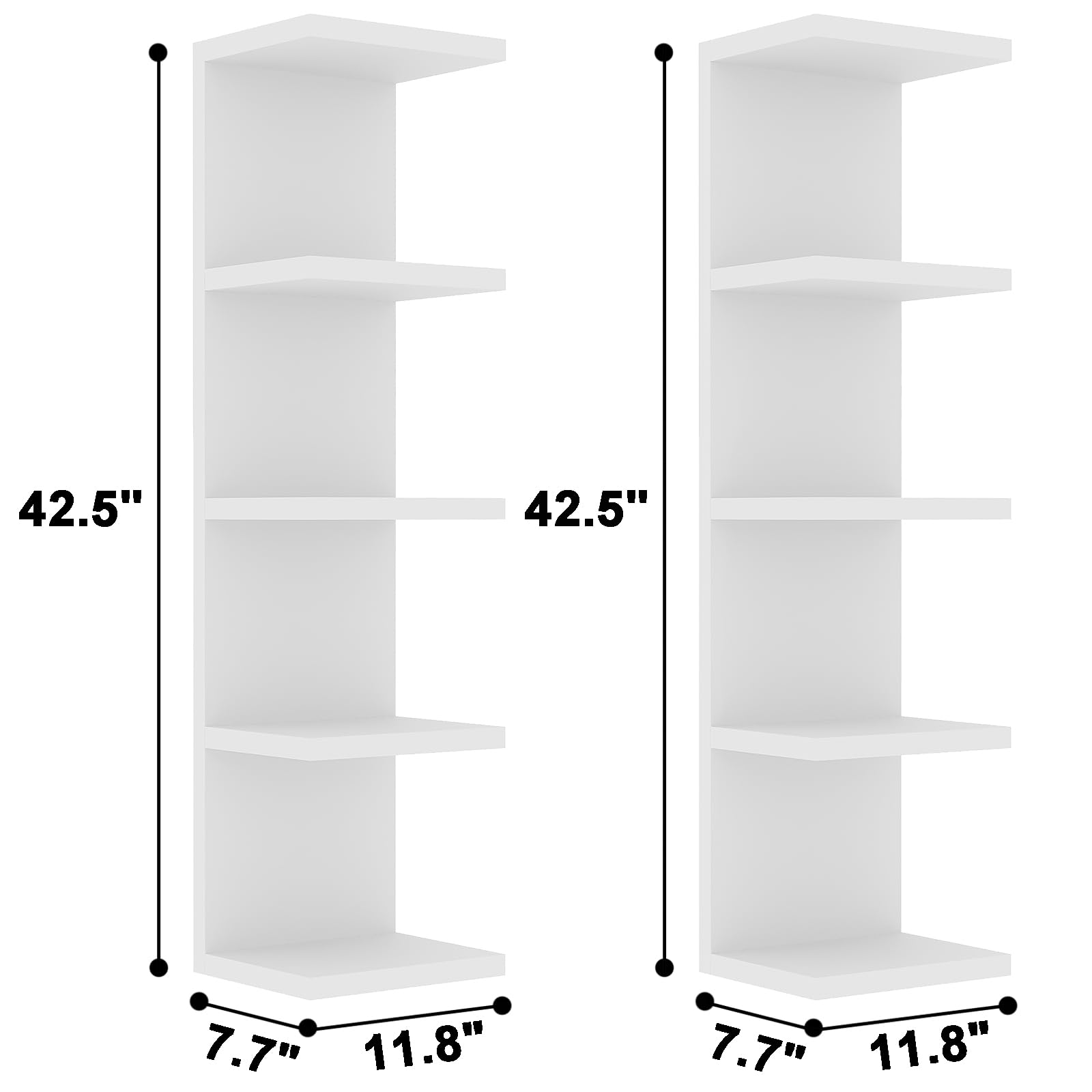 LitaEther 5 Tier Lack Floating Shelf,Set of 2 White Wall Shelf Unit,Display Shelf