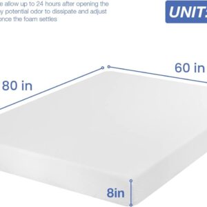 8 Inch Queen Mattress, Gel Memory Foam Mattress Queen, Queen Size Mattresses with Cover for a Cool Sleep & Pressure Relief, Queen Mattress in a Box, CertiPUR-US Certified, Mattress Queen Size, White