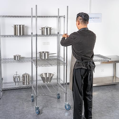 Restaurantware - SHELVING POSTS ONLY: RW Base 74 Inch Mobile Shelving Posts, 4 NSF Certified Chrome Shelving Poles - Shelves And Casters Sold Separately, Does Not Corrode, Steel Wire Shelving Poles