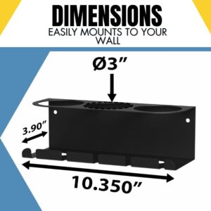 Koova Wall Mount Air Tool Holder with 3 Aerosol Can Storage - Durable Metal Construction - Made in USA - Includes Hardware for Garage & Workshop Organization