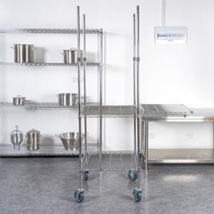 Restaurantware - SHELVING POSTS ONLY: RW Base 74 Inch Mobile Shelving Posts, 4 NSF Certified Chrome Shelving Poles - Shelves And Casters Sold Separately, Does Not Corrode, Steel Wire Shelving Poles