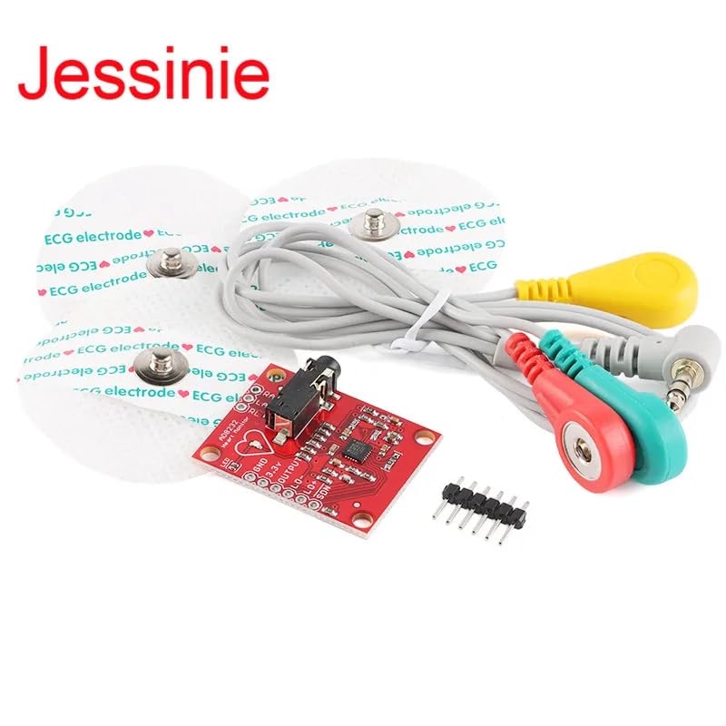 New 2024 Ad8232 Measurement Pulse Heart Rate Monitor Sensor Module Kit with 3 Electrodes Wires for