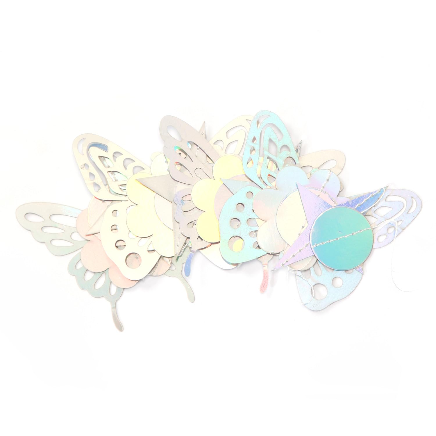 Iridescent Butterfly Girl-Birthday Party-Decorations Garland-Streamers - 52Ft Baby Shower Bachelorette Holographic Hanging Banner Decor,Engagement Garden Classroom Pastel Glitter Backdrop Huglony