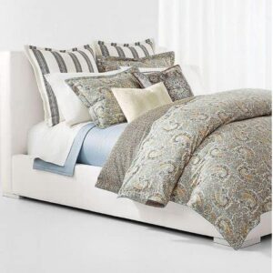 Lauren Ralph Lauren Riley Paisley Brown Blue Grey Full Queen 3 pc Duvet Set Shams (Queen (U.S. Standard))