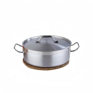 stainless steel round soup pot: polished stock pot with lid, handle & versatile compatibility for all heat sources - dishwasher &oven safe for effortless pasta and cooking pleasures! (Φ6.3"x2.4")