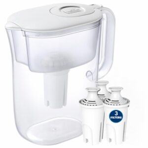 7-cup water filter pitcher with 3 water filters & electronic filter change reminder - compatible brita water pitcher brita filter replacement - compatible brita filter pitcher