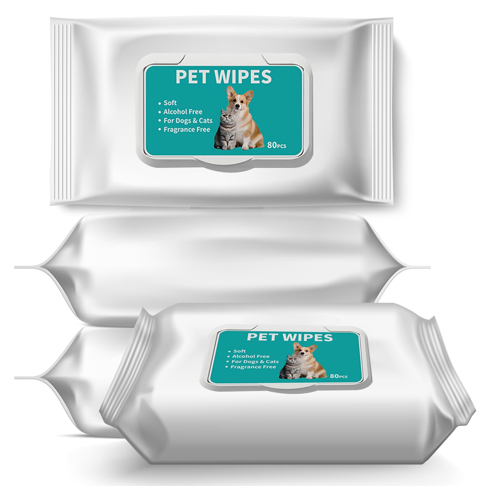 Pet Hypoallergenic Wipes,Extra Thick Cat Wipes for Cleaning Pet's Paws,Ears,Butt,Face and Eyes,Portable Organic Paw Wipes for Cats,Ideal for Home or Trave (320 Count (Pack of 4))