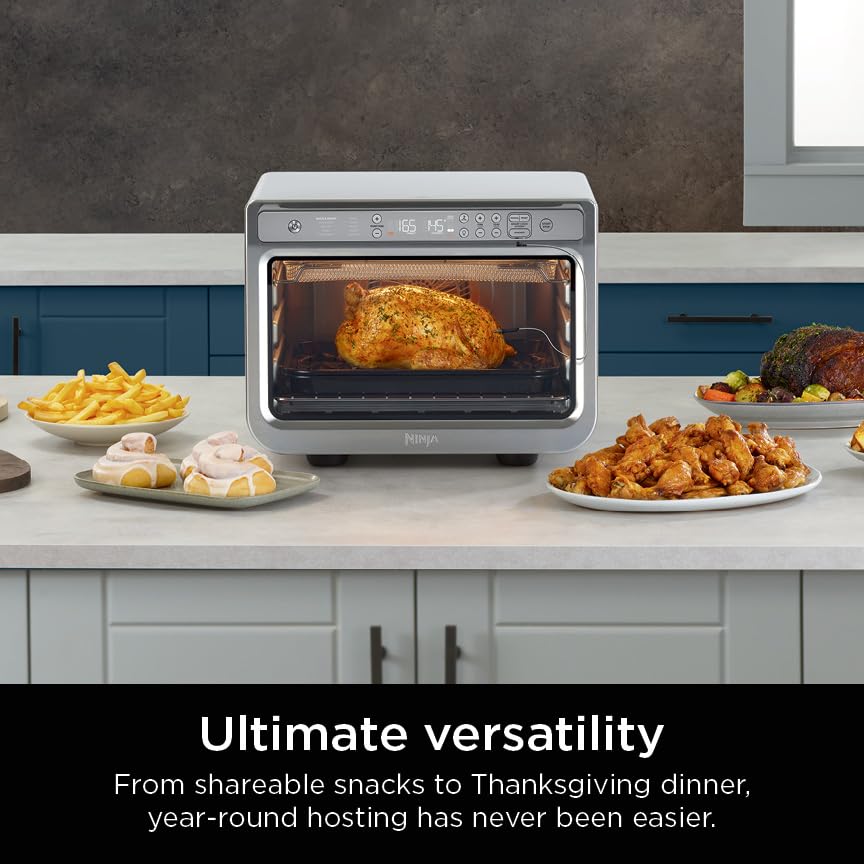 Ninja Prestige Smart XL with Pro Cook System 10-in-1 Air Fry Digital Countertop Convection Toaster Oven with Air Fry, Air Roast, Broil & Bake, Pro Cook Thermometer, 1800 Watts, Stainless Steel, DT551