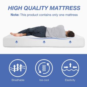 8 Inch Queen Mattress, Gel Memory Foam Mattress Queen, Queen Size Mattresses with Cover for a Cool Sleep & Pressure Relief, Queen Mattress in a Box, CertiPUR-US Certified, Mattress Queen Size, White