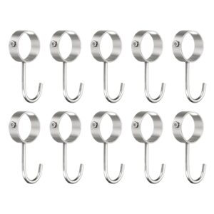 uxcell 10pcs pipe rod hooks, stainless steel 34mm/1.34" inner dia adjustable rod closet rod hooks coat hook for wardrobe hanging pots, silver