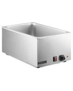 wilprep commercial food warmer, 12 x 20 full size electric countertop food warmer with 1200w power, stainless steel bain marie buffer server for parties buffets restaurants