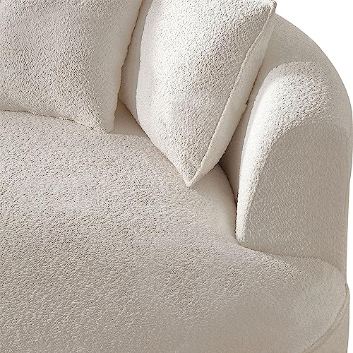 FANYE Luxury 6 Seats Teddy Boucle Freestanding Sectional Sofa, Modern Left Wide Chaise Comfy Leisure Couch with 7 Perfectly-Scaled Pillows, Oversized Sleek Curved Sofa&Couch for Living Room