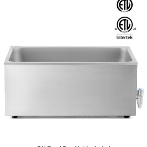 WILPREP Commercial Food Warmer, 12 x 20 in Full Size Electric Countertop Food Warmer with 1200W Power, Stainless Steel Bain Marie Buffer Server with Faucet for Parties Buffets Restaurants