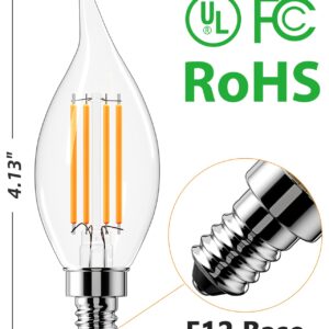 CYLYT E12 Chandelier Bulb 60 watt Equivalent, Dimmable LED Candelabra Light Bulbs 6W, 2700K Warm White 650 Lumen Lightbulbs, CA11, UL Listed, Pack of 12