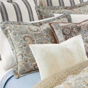 Lauren Ralph Lauren Riley Paisley Brown Blue Grey Full Queen 3 pc Duvet Set Shams (Queen (U.S. Standard))