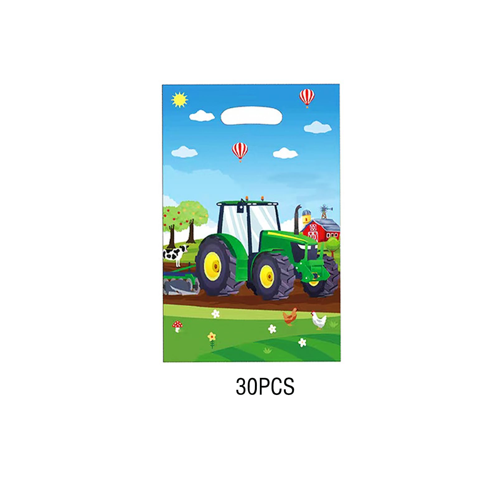 ALLPICK 30pcs Farm Tractor Tote Bag Packs Goodie Bags Treat Bags Candy Bags Party Favors Tractor Bags for Kids Birthday Baby Shower Tractor Theme Party, Green