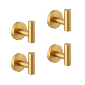 gerzwy gold stainless steel towel hook wall mounted robe hook heavy duty coat hook luxury hooks for bathroom hotel 4 pack