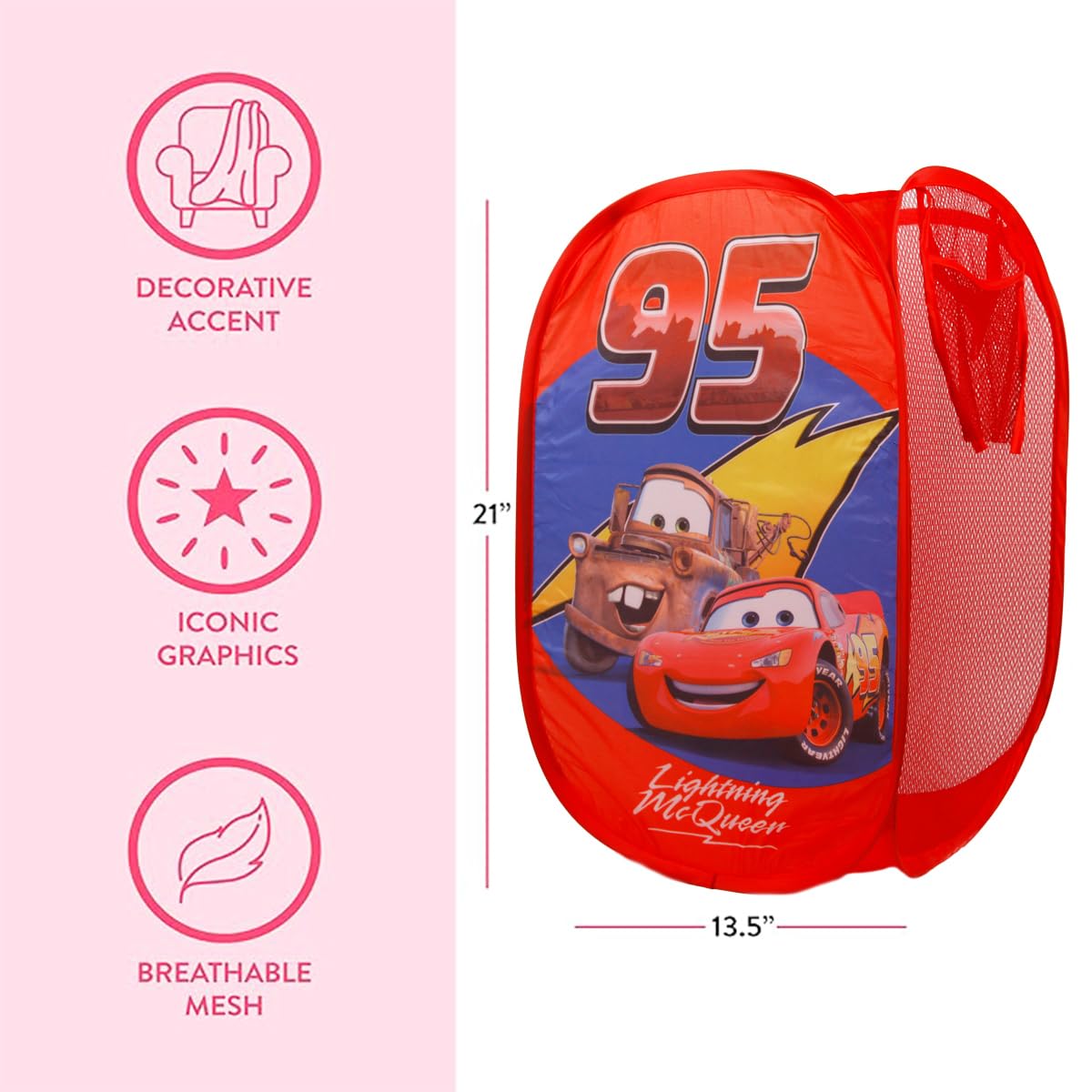 Princess Hamper Anime Pop Up Hamper with Handles Multi-Style for Kids (Mater & McQueen)