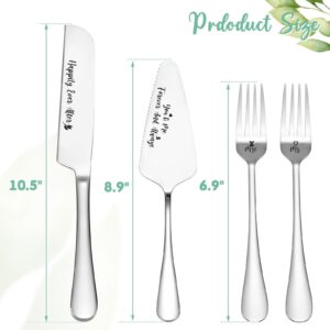 Sage Green Wedding Cake Knife & Server Set with Stainless Steel Blades Mr. and Mrs. Forks with Artificial Plant Ribbon Bowknot Perfect Addition to Your Wedding Celebrations Anniversaries Showers