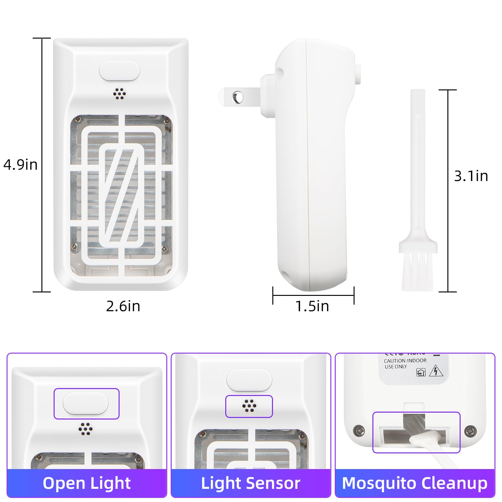 Jahy2Tech Bug Zapper Indoor Plug in Electronic Mosquito Zapper Indoor Mosquito Killer Lamp with UV Light Attractant, Fruit Fly Traps Indoor for Home, Living Room, Office Pest Control, 2 Pack, White