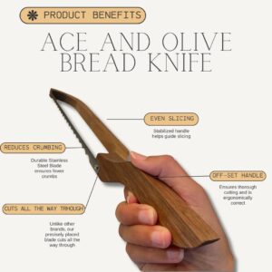 Ace and Olive Wood Fiddle Bow Bread Knife for Homemade Bread - Acacia Sourdough Bread Slicer Knife With Cover - Wooden Bread Bow Knife for Sourdough - Sourdough Bread Knife - Bread Saw Sourdough Knife