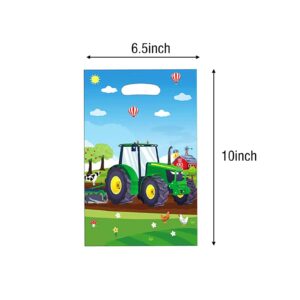 ALLPICK 30pcs Farm Tractor Tote Bag Packs Goodie Bags Treat Bags Candy Bags Party Favors Tractor Bags for Kids Birthday Baby Shower Tractor Theme Party, Green