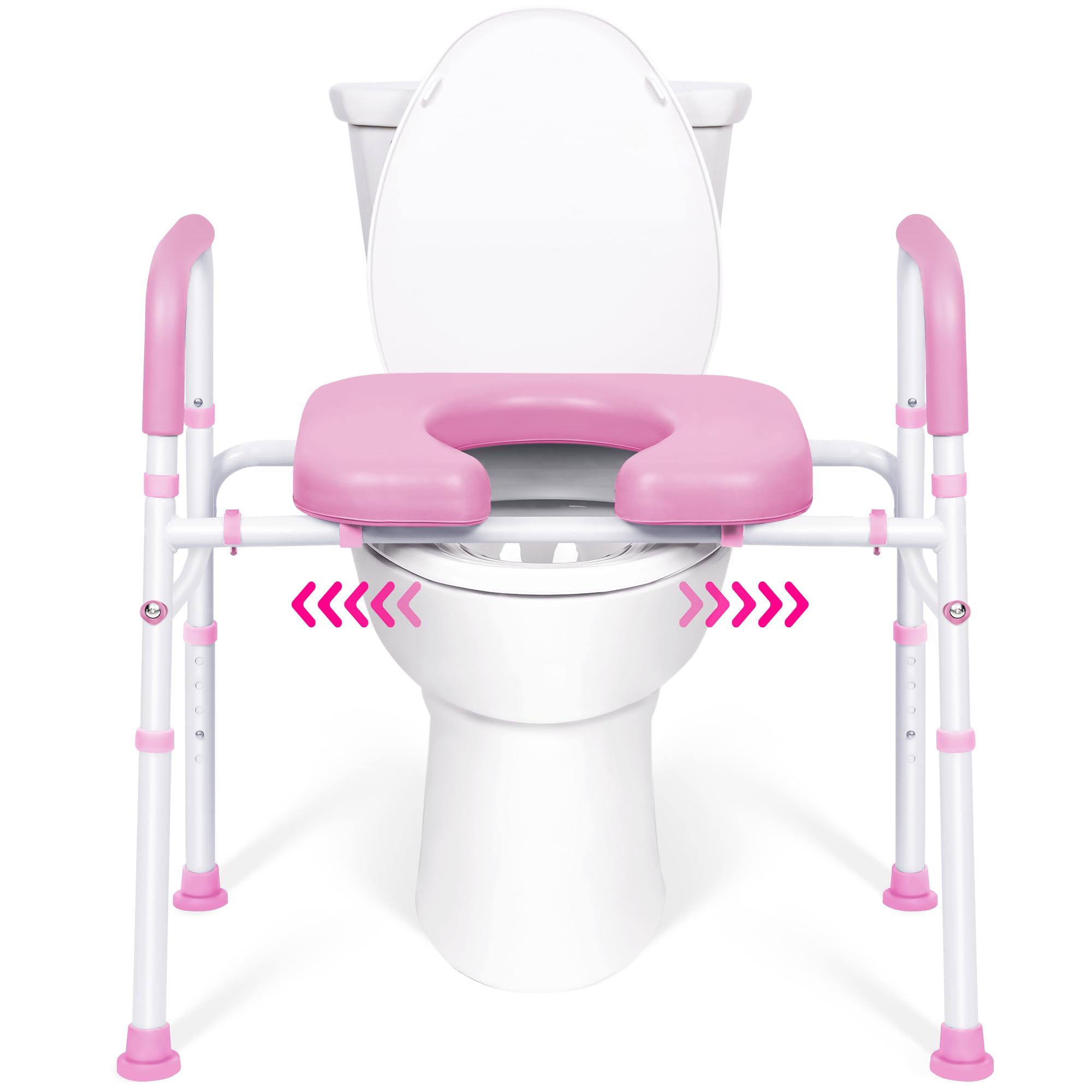 TOIRP Raised Toilet Seat with Handles, Easily Adjust Width and Height Commode Chair for Toilet, 400 LBS Toilet Seat for Seniors, Disabled and Pregnant, Fit for Any Toilet and Space Saving