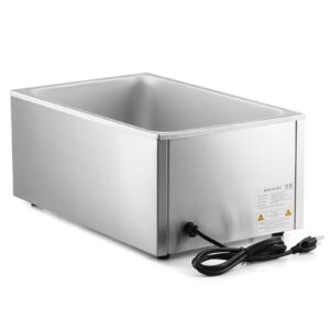 WILPREP Commercial Food Warmer, 12 x 20 in Full Size Electric Countertop Food Warmer with 1200W Power, Stainless Steel Bain Marie Buffer Server with Faucet for Parties Buffets Restaurants