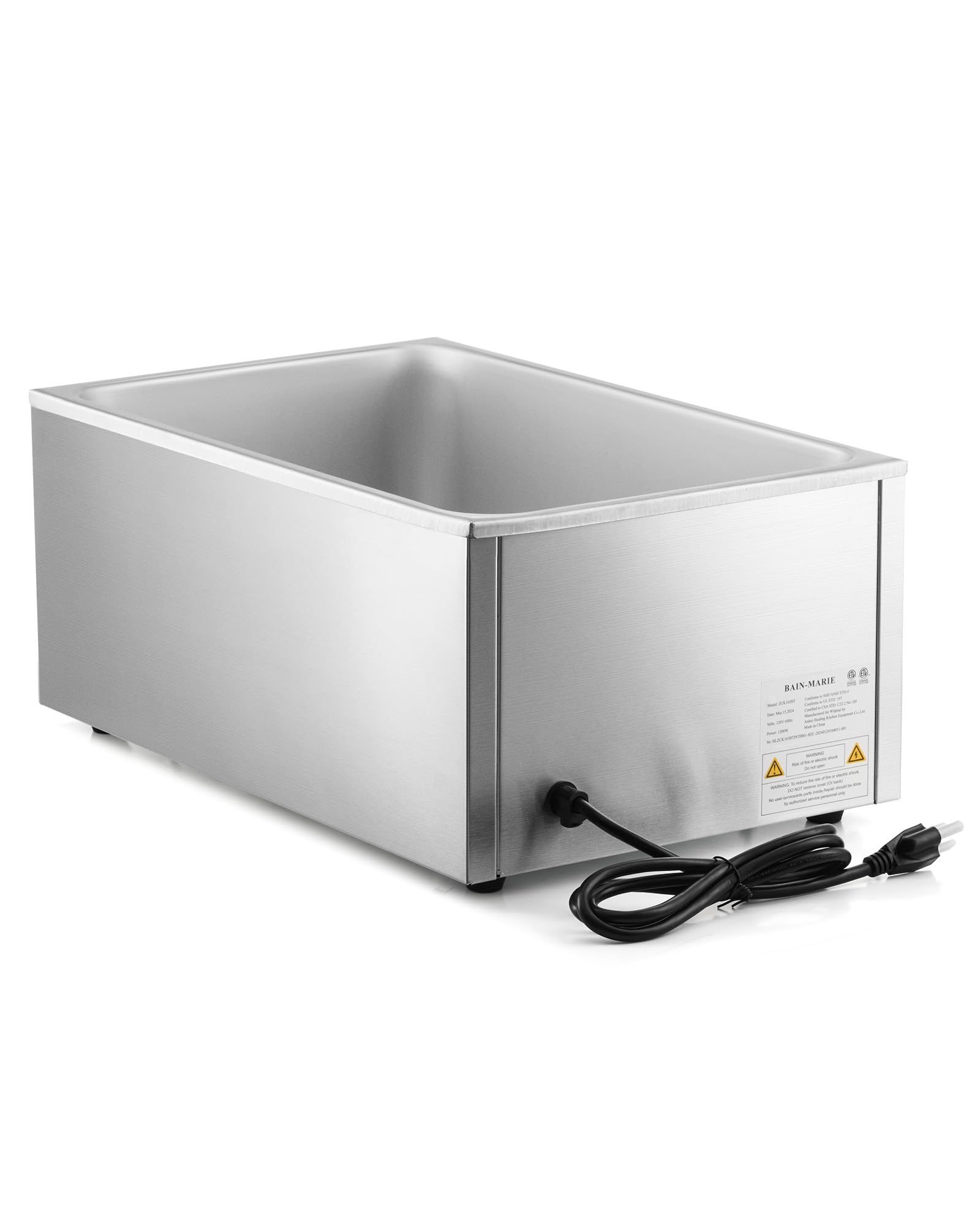 WILPREP Commercial Food Warmer, 12 x 20 in Full Size Electric Countertop Food Warmer with 1200W Power, Stainless Steel Bain Marie Buffer Server with Faucet for Parties Buffets Restaurants