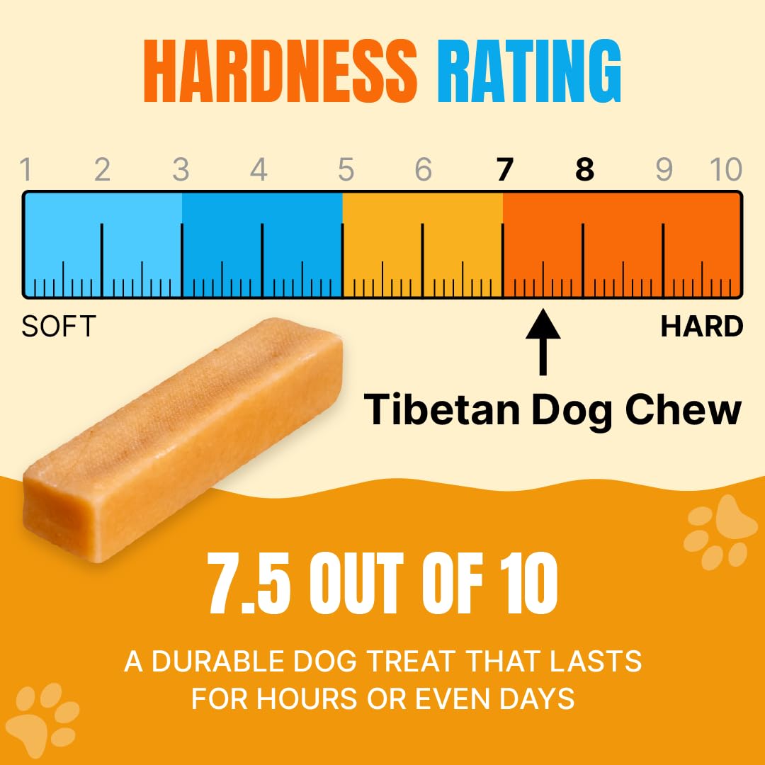 Tibetan Yak Cheese Dog Chew Sticks - Natural, Handmade, Long-Lasting, Easy to Digest, Ideal for Medium Dogs and Aggressive Chewers, Rawhide,Grain and Gluten Free, Keeps Dogs Busy, 3 Chews