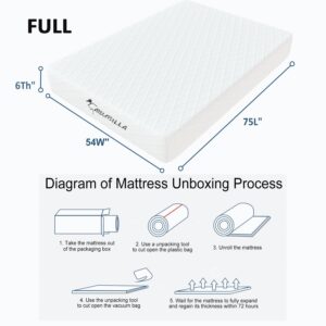 LIYIH 6 Inch Full Mattress, RV Mattresses,Guest and Kids Bedroom,Memory Foam Mattress,Trailer Mattress, Back Pain Relief，CertiPUR-US 【2024 New Version】