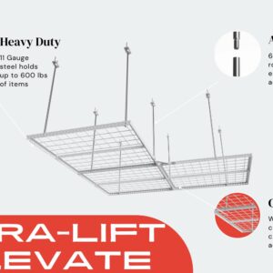 DURA-LIFT Elevate Adjustable Height Overhead Garage Door Ceiling Triple L Shaped Platform (31 in. W x 93 in D)