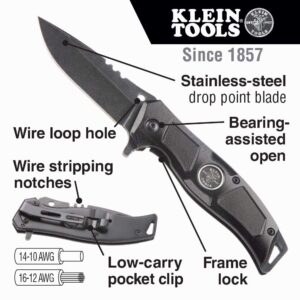 Klein Tools Electrician's Pocket Knife with Stainless Blade + 7-in-1 Impact Flip Socket Set with 6 Hex Driver Sizes