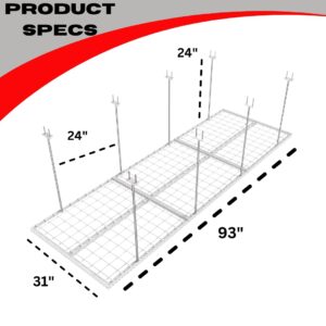 DURA-LIFT Elevate Adjustable Height Overhead Garage Door Ceiling Triple Platform (31 in. W x 93 in D)