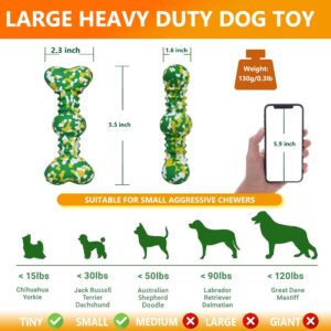 GHOBROFY Dog Chew Toy for Aggressive Chewers Large Breed - Tough Durable Dog Toys for Medium/Large Dogs - Indestructible Natural Rubber Bone Toys for Teething,Green,S