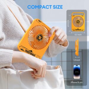 XINGLINSHOE battery powered fan 2000mAH 180° Adjustable small desk fan battery powered 3 Speeds Strong slim usb fan for Office,Bedroom,Home,Desktop,Camping(Yellow)