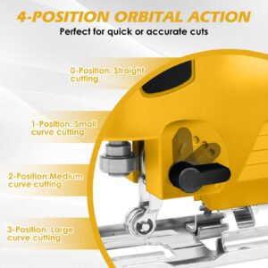 Cordless Jig Saw Compatible with Dewalt 20V Battery, Brushless Orbital Jigsaw with 2600 Blade Speed, with 10pcs Blades, 4 Orbital for Wood, Plastic and Metal Cutting (No Battery)