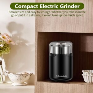 Hermolante Herb Grinder, Spice Grinder, Coffee grinder, 150 w Electric Herb Grinder with Stainless Steel Blade and Cleaning Brush, Compact Size Electric Grinder for Herb Spices Coffee Nuts Seeds,etc.