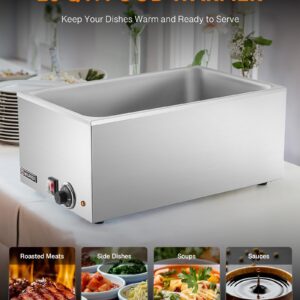 WILPREP Commercial Food Warmer, 12 x 20 Full Size Electric Countertop Food Warmer with 1200W Power, Stainless Steel Bain Marie Buffer Server for Parties Buffets Restaurants