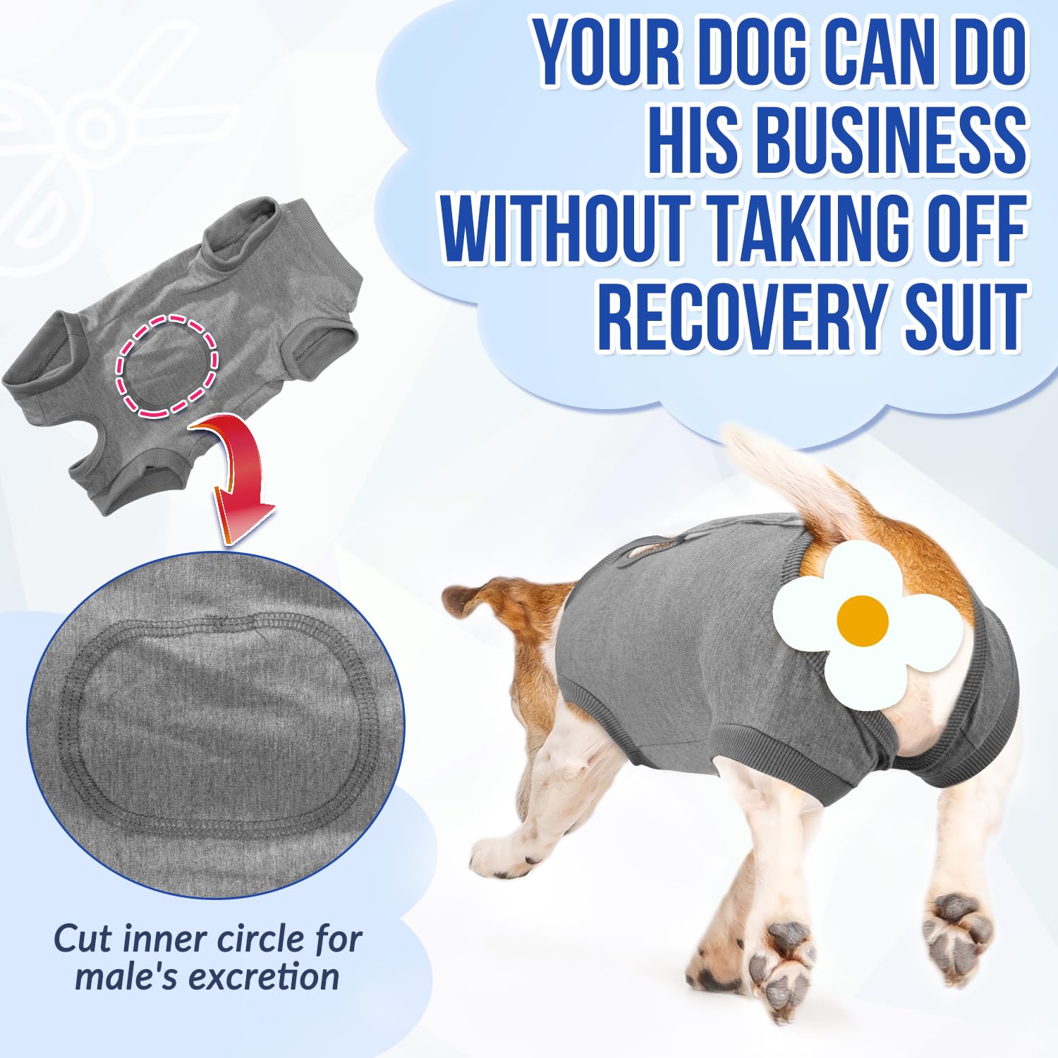 SlowTon Dog Recovery Suit - Surgery Recovery Suit for Female Male Dogs, Dog Onesie After Spay Abdominal Wounds, E-Collar Cone Alternative Prevent Licking Pet Surgical Snugly Suit(Grey,XXL)