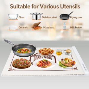 SHGMEET Electric Warming Tray, Food Warming Mat with 5 Temperature Adjusting & Time Settings, Silicone Food Heating Mat for Parities, Buffet, Travel, Daily Use