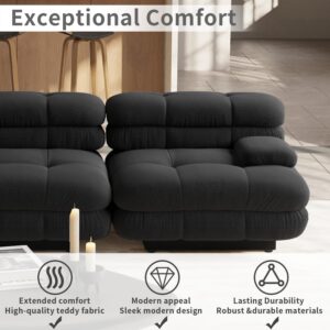 WJShome Modular Sectional Couch,Living Room Inline Sofa,73.23" Minimalist Sofa Couch,Lovesofa Deep Seat Couch Deep Seat (Black, 2 Seater)